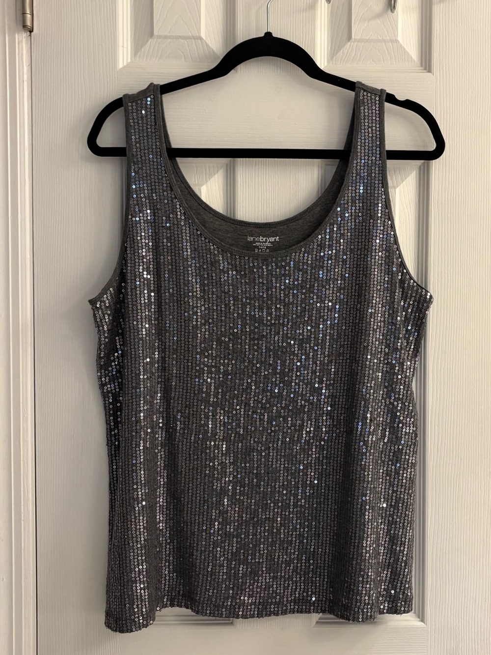 Ladies Lane Bryant gray glitter sequin tank top size 14/16.